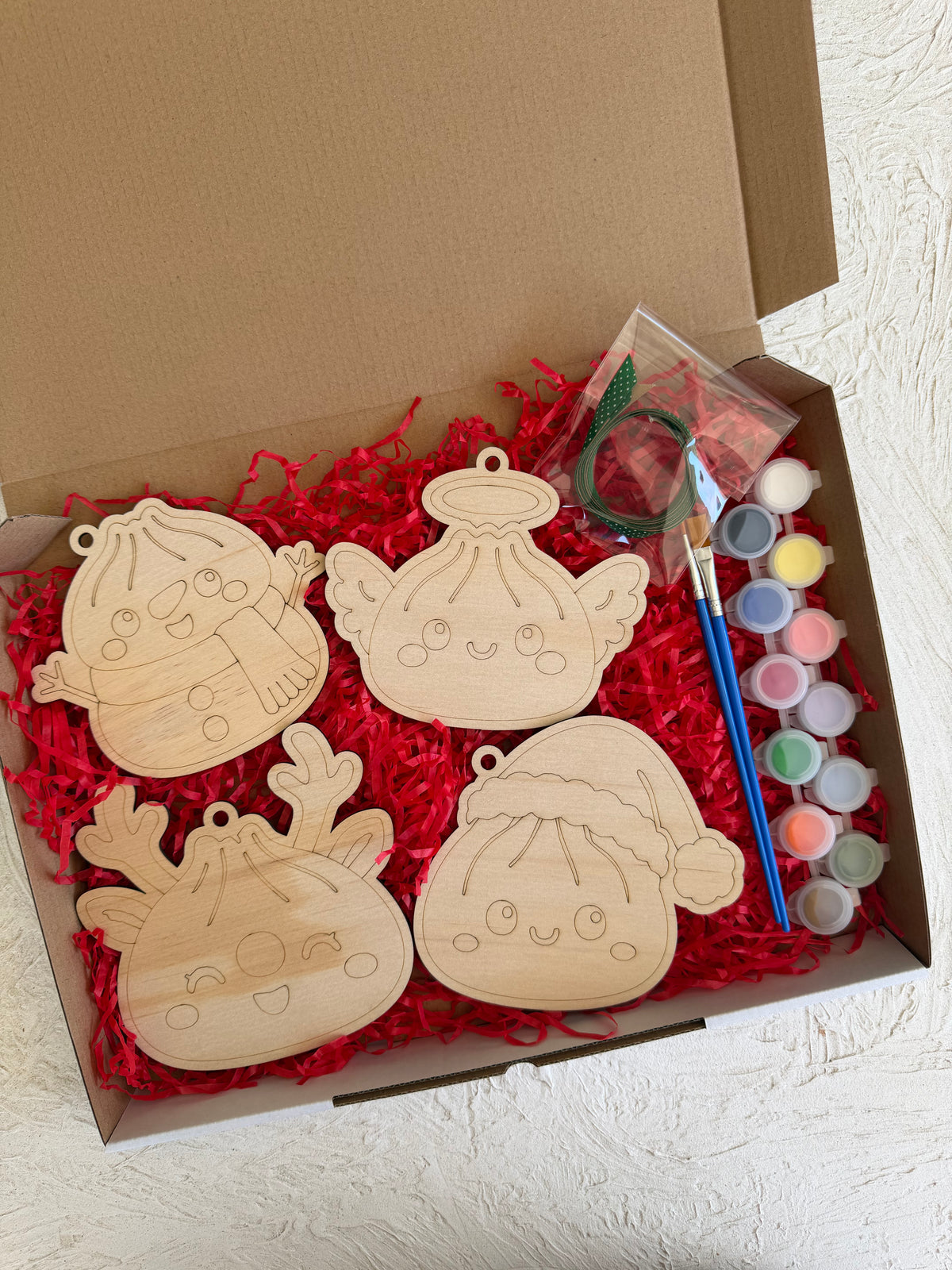 Dumpling Squishy Inspired Christmas Ornament Paint Kit (4 Pack)