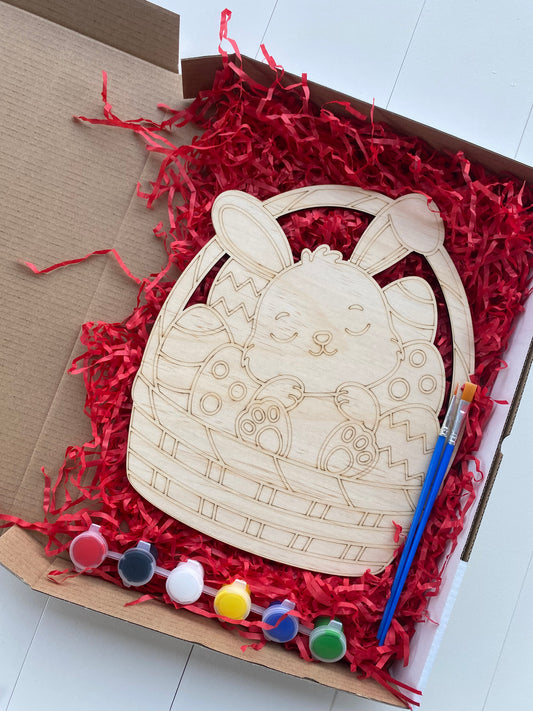 Wooden DIY Easter Bunny Basket Paint Kit
