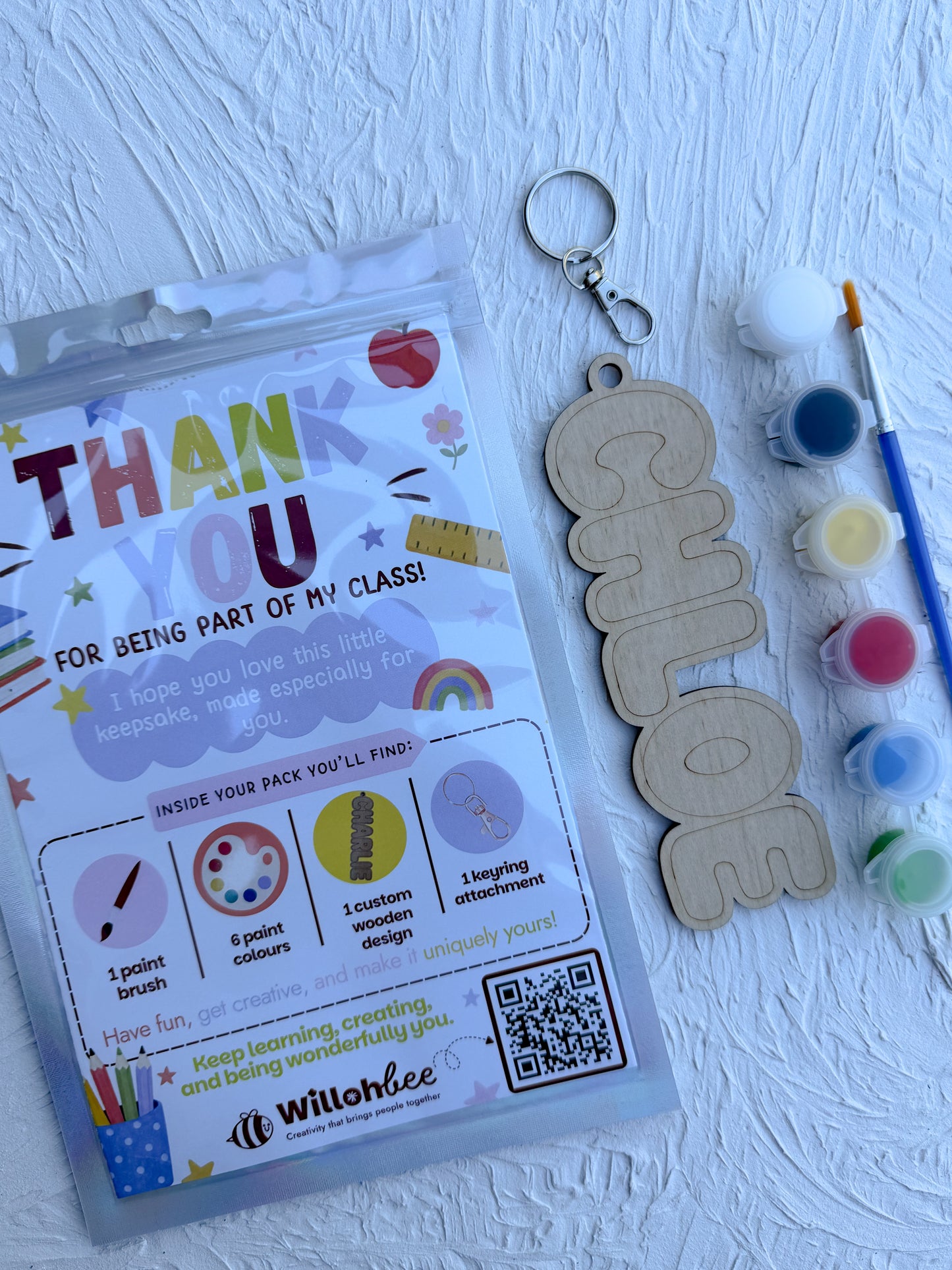 Personalised Paint Your Own Name Keyring – Student Gift Kit