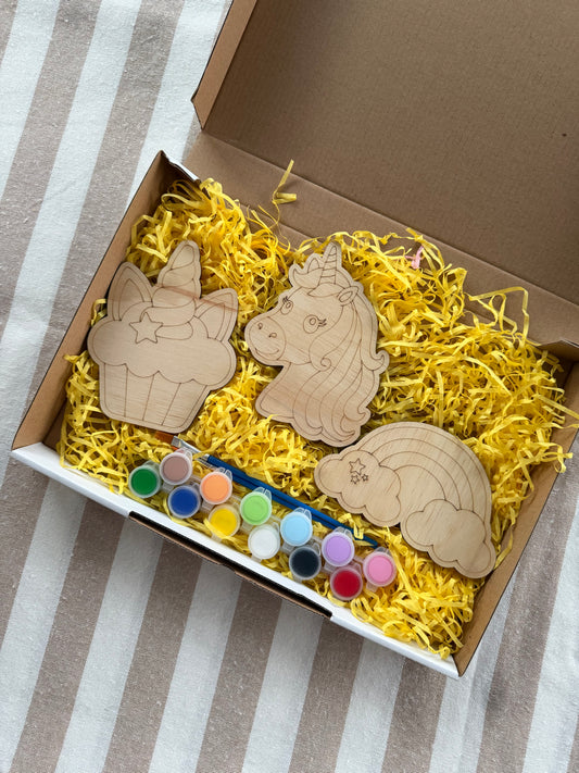 Unicorn & Rainbow Wooden Painting Set