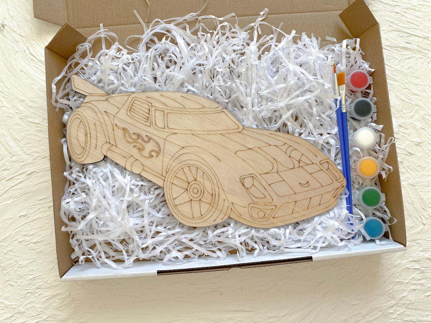 Rev & Race Wooden Car Painting Kit