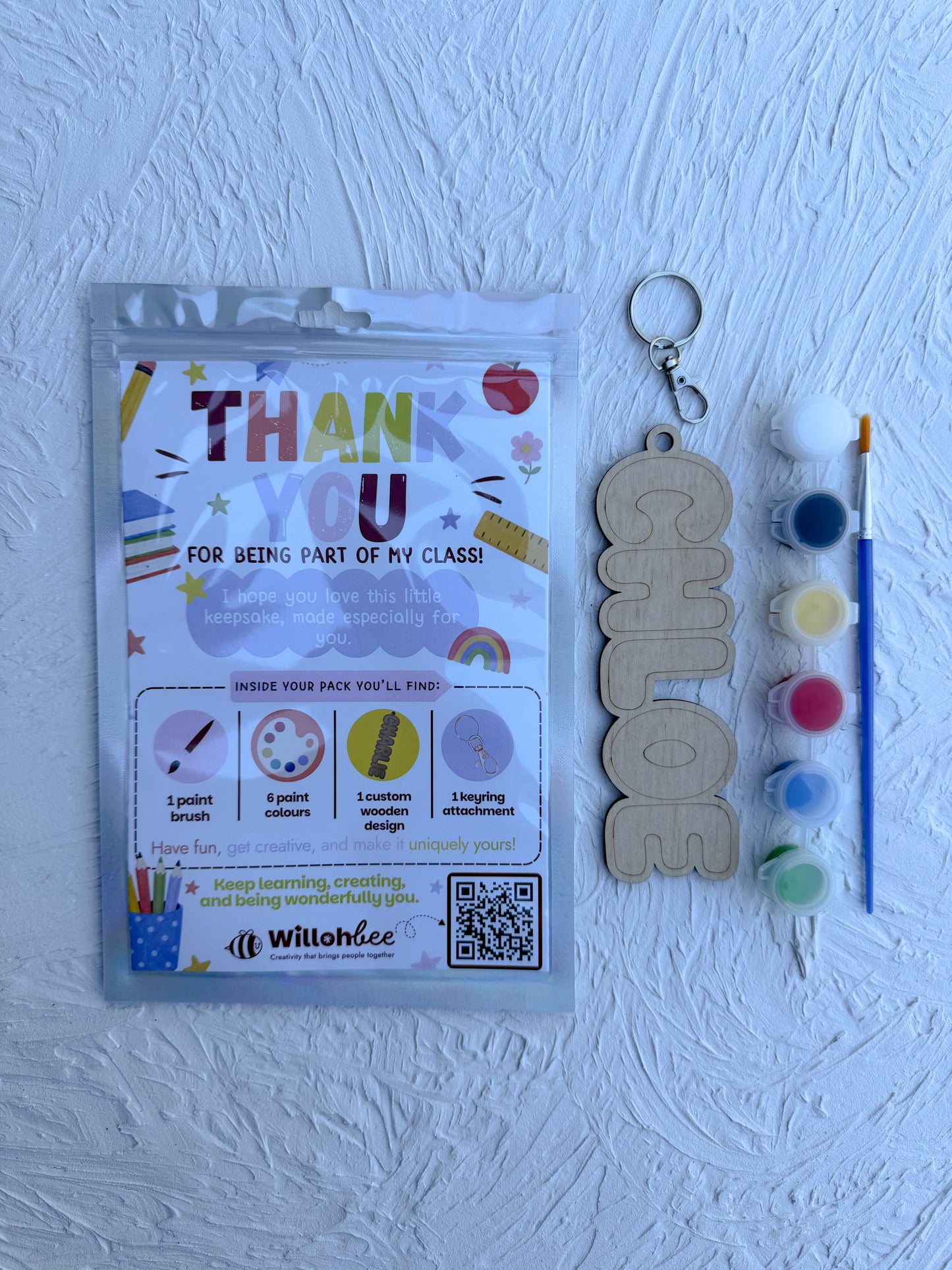 Personalised Paint Your Own Name Keyring – Student Gift Kit