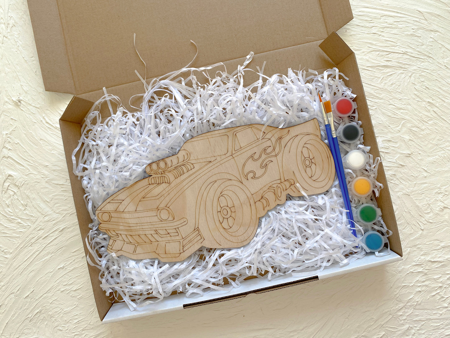 Rev & Race Wooden Car Painting Kit